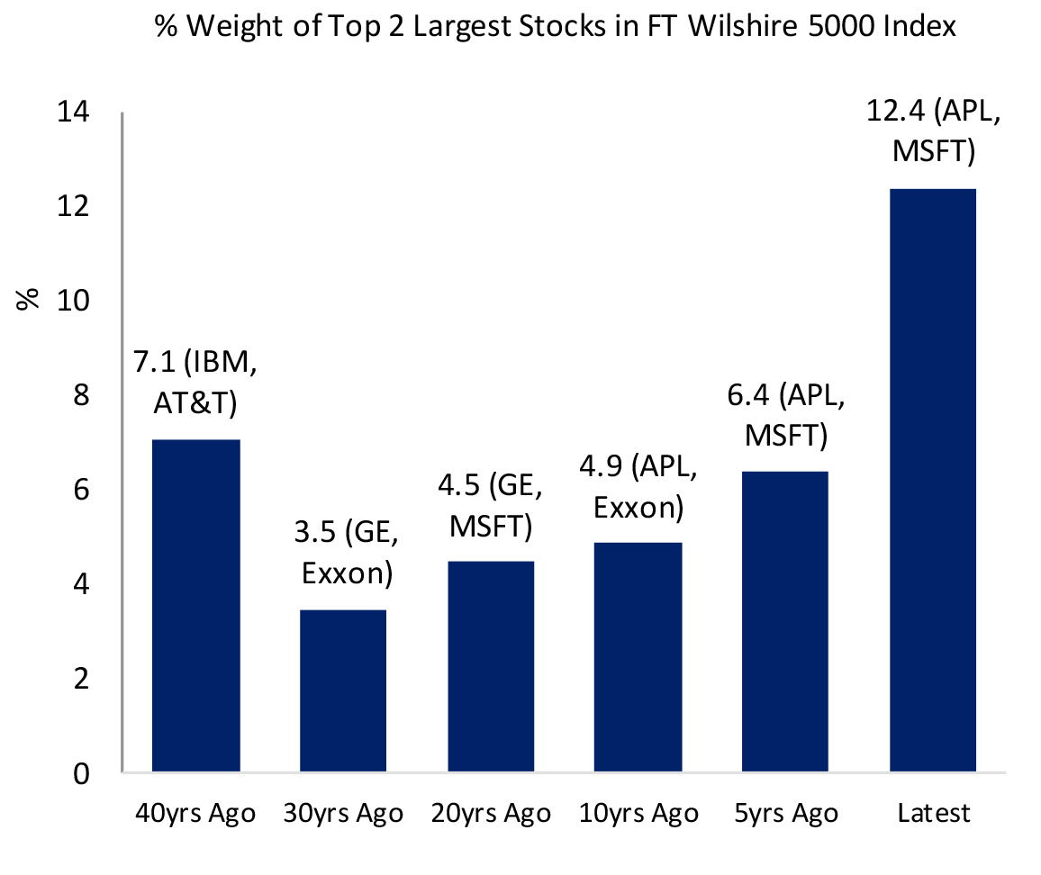 % weight of top 2 largest stocks in FT Wilshire 5000 Index